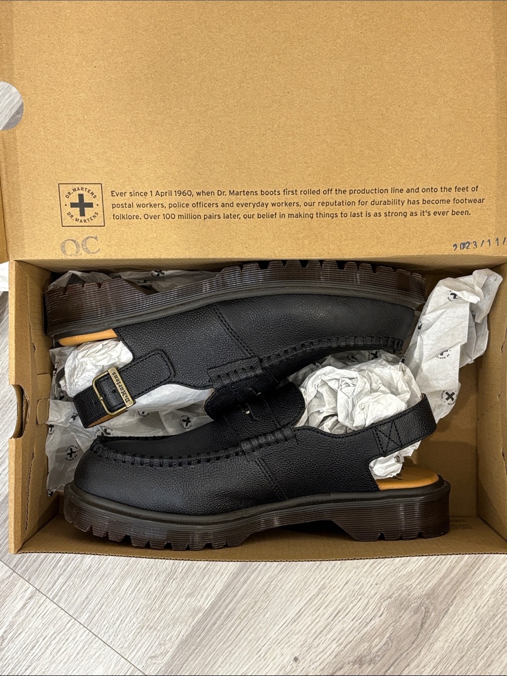 Dr Martens Penton Slingback Unisex Mules Black Westminster Penny Loafers W9 M8 - Picture 4 of 16